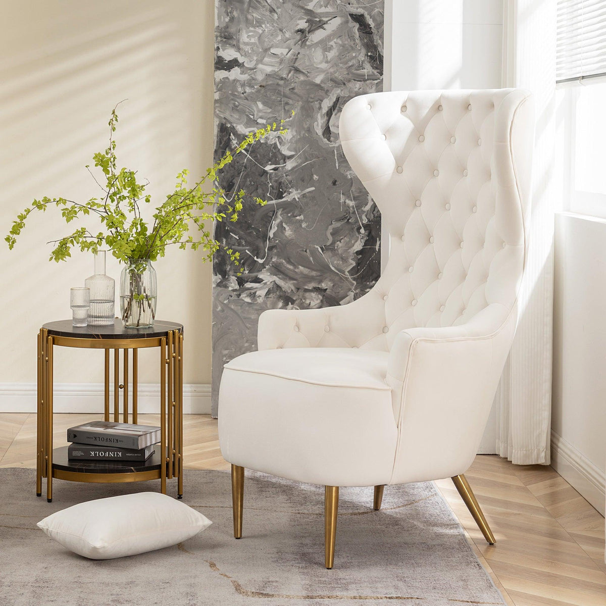 Letitia Velvet Wingback Accent Chair