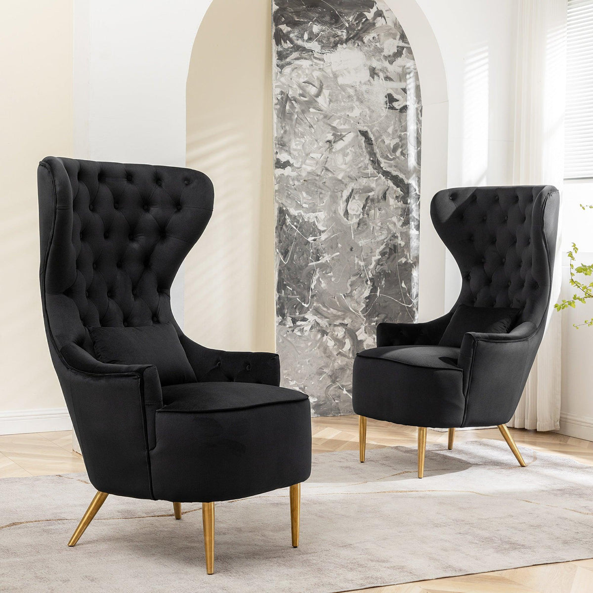 Letitia Velvet Wingback Accent Chair