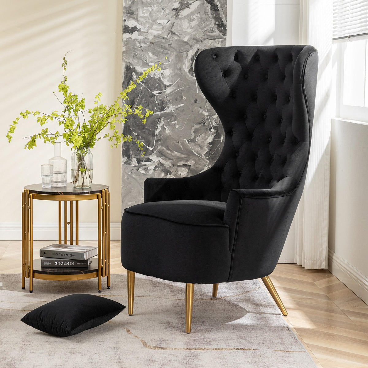 Letitia Velvet Wingback Accent Chair