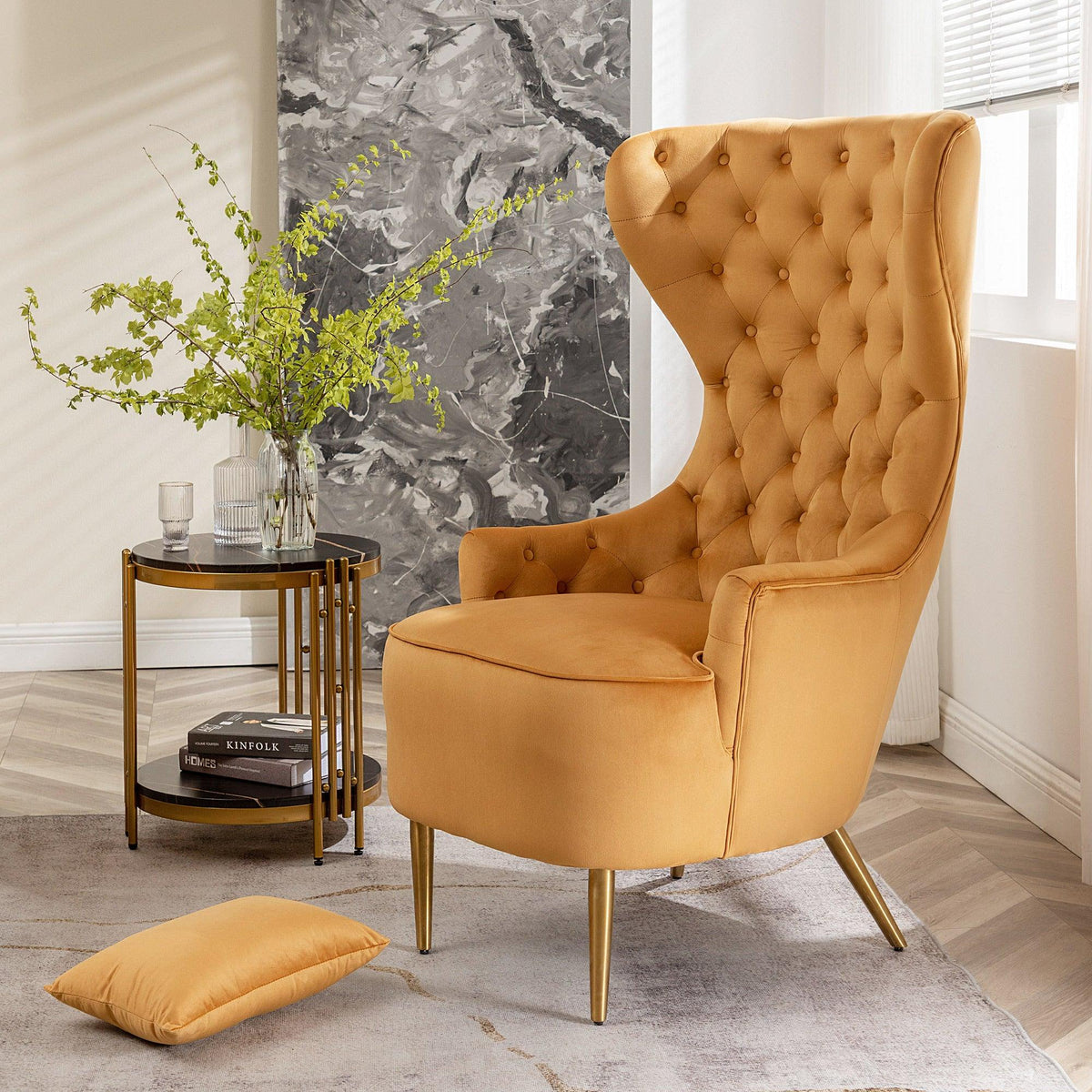 Letitia Velvet Wingback Accent Chair