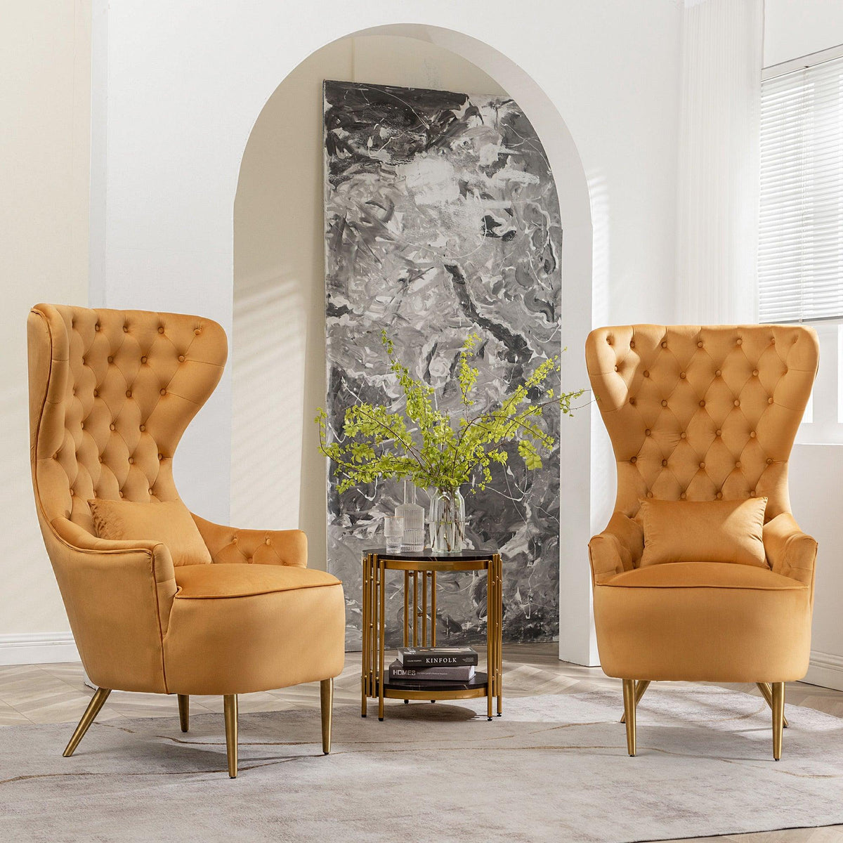 Letitia Velvet Wingback Accent Chair
