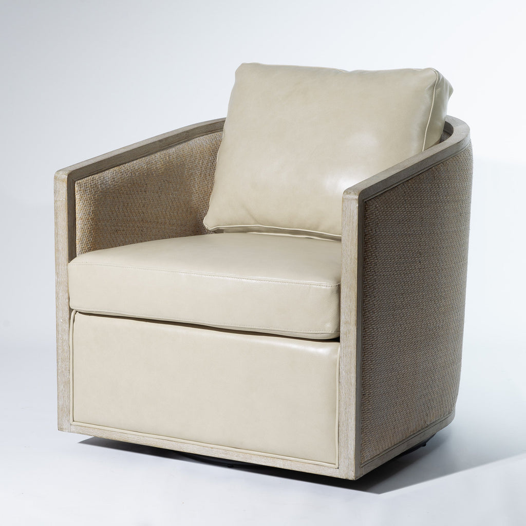Claude Premium Leather Swivel Cane Chair