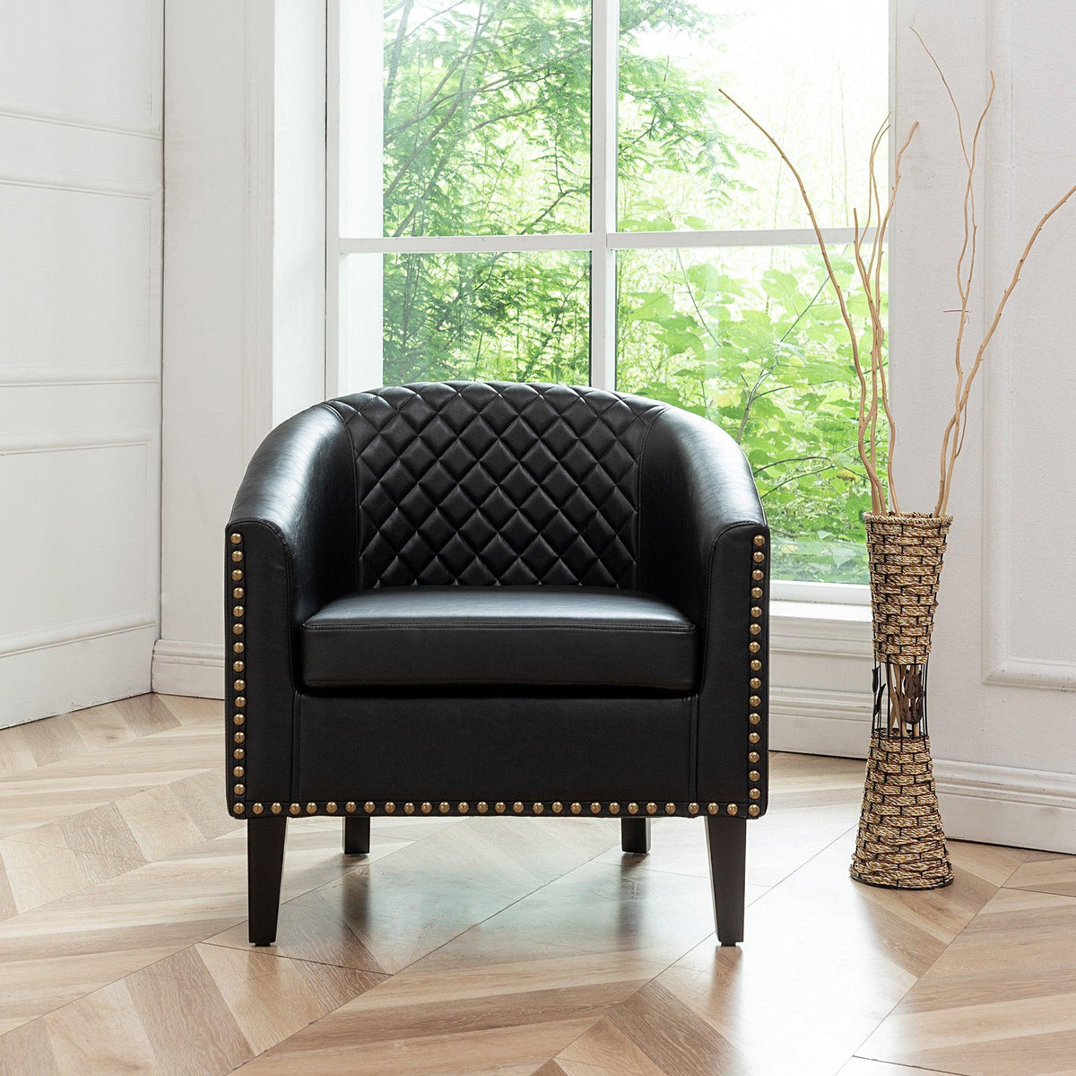 Logan Faux Leather Tufted Club Chair