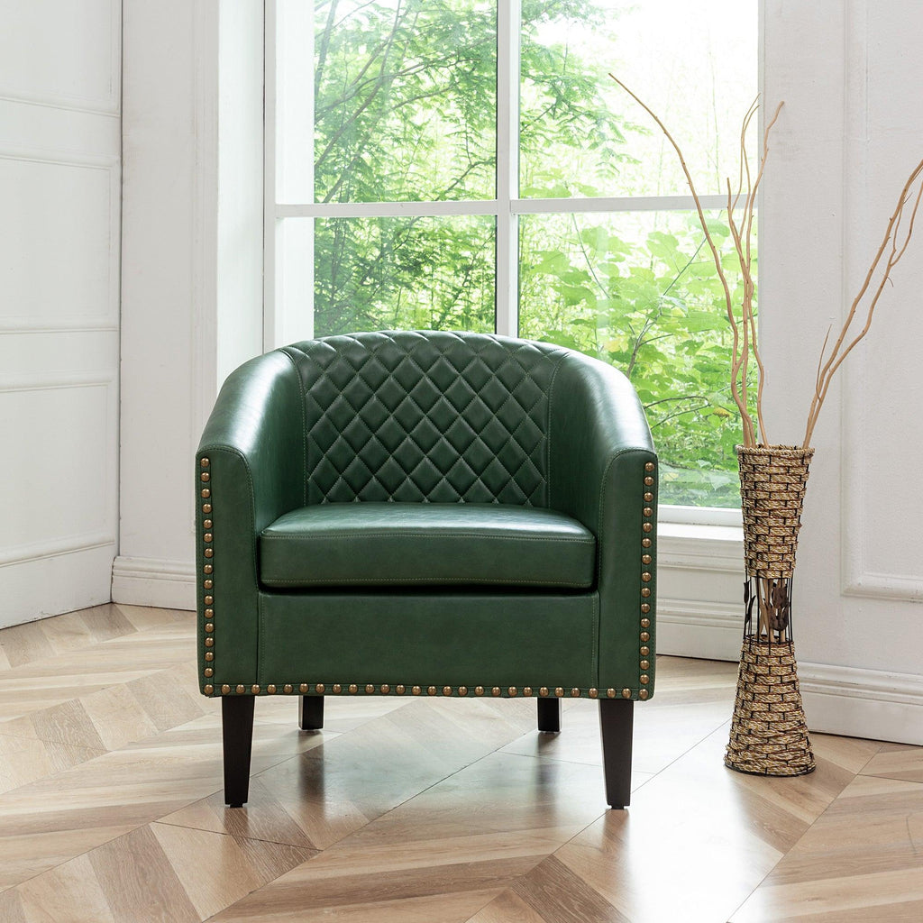 Logan Faux Leather Tufted Club Chair