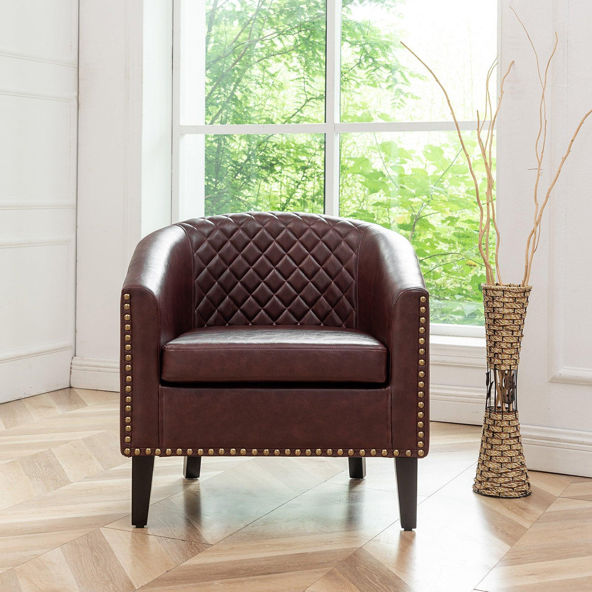 Logan Faux Leather Tufted Club Chair