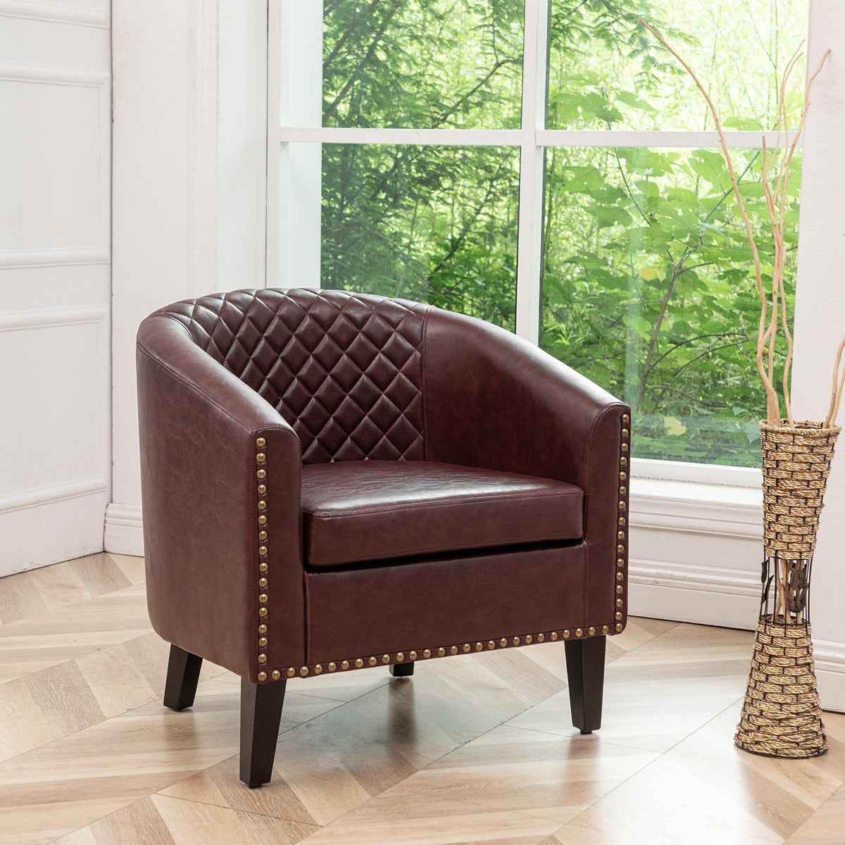 Logan Faux Leather Tufted Club Chair