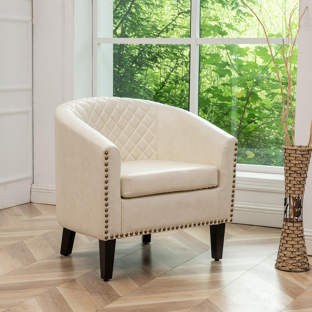 Logan Faux Leather Tufted Club Chair