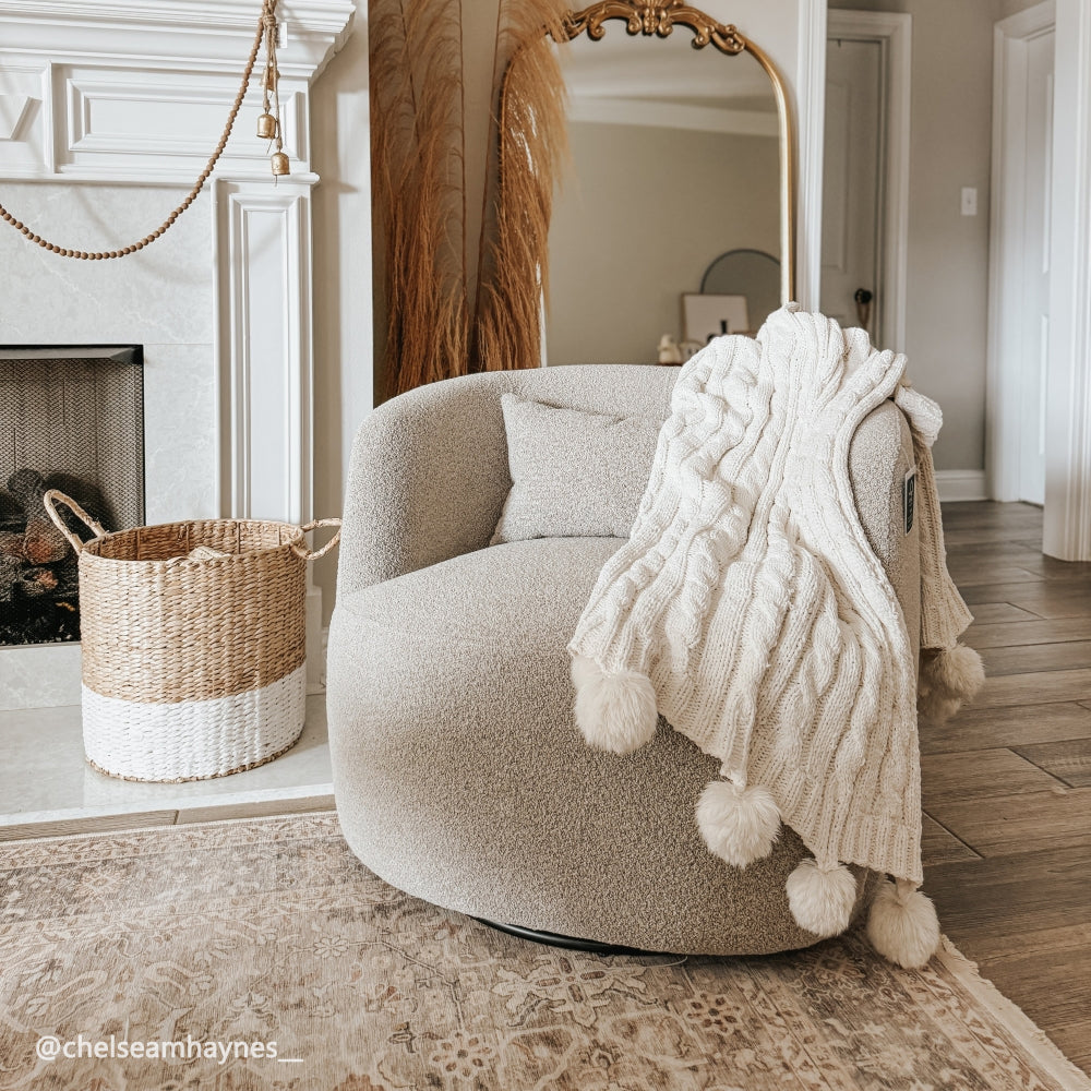 Ashlie Bouclé Swivel Barrel Chair