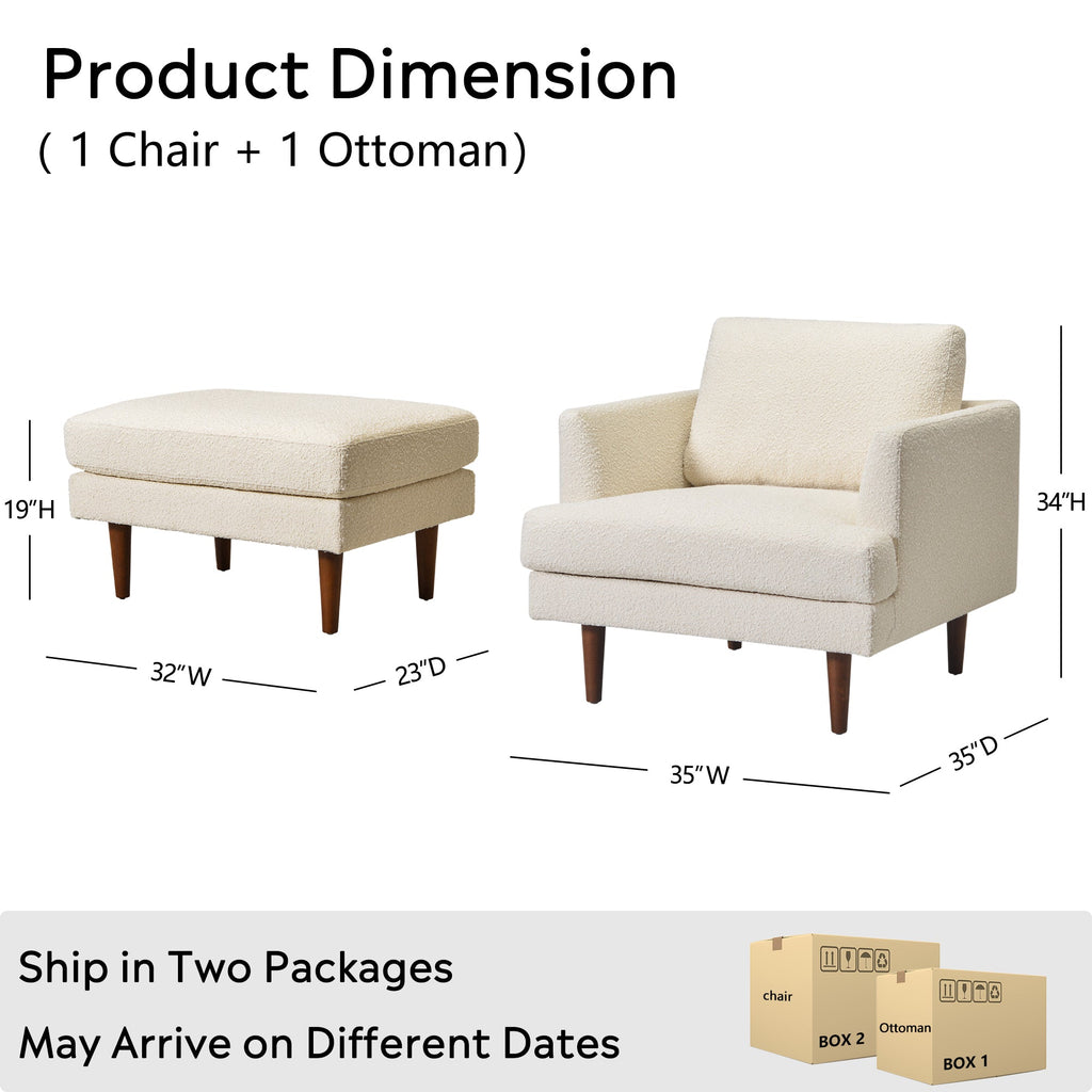 Samuel Tapered Arm Chair with ottoman