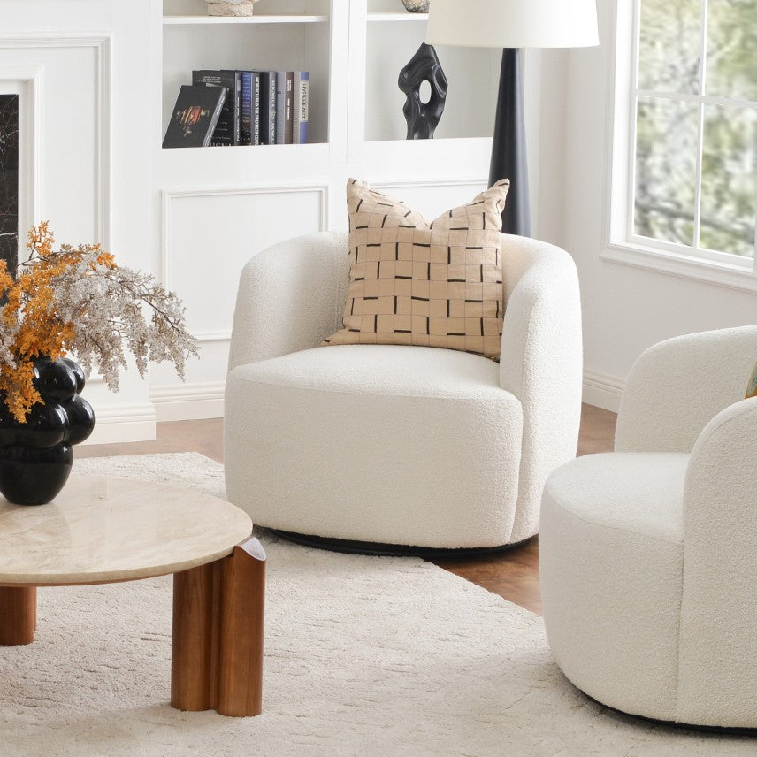 Ashlie Bouclé Swivel Barrel Chair